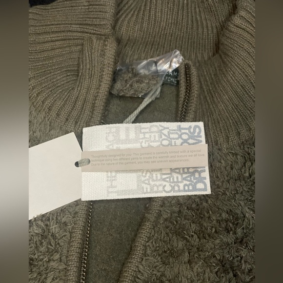 NWT Barefoot Dreams CozyChic Olive Shearling 1/2 Zip Pullover Sweater XXL - Picture 4 of 4